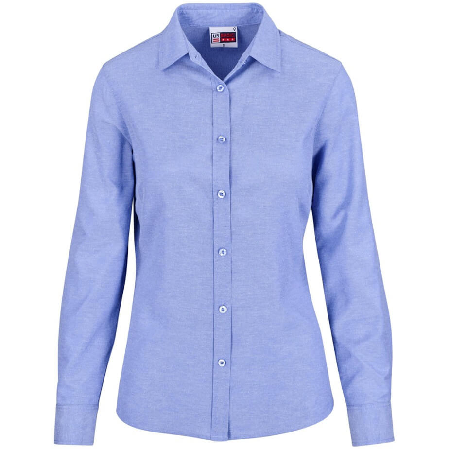 Ladies Long Sleeve Oxford Sky Blue